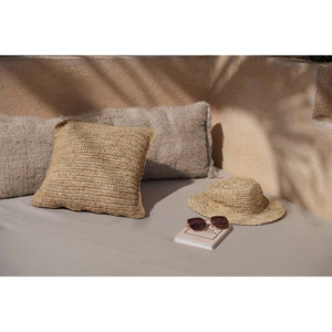 Kissenbezug – Bast Material, Boho Stil, Gewebtes Design, 40x40 - Raffia  | Bazar Bizar Antwerp