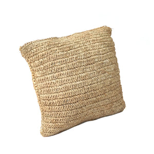 Kissenbezug – Bast Material, Boho Stil, Gewebtes Design, 40x40 - Raffia  | Bazar Bizar Antwerp