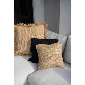 Kissenbezug – Bast Material, Boho Stil, Gewebtes Design, 40x40 - Raffia  | Bazar Bizar Antwerp
