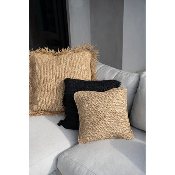 Kissenbezug – Bast Material, Boho Stil, Gewebtes Design, 40x40 - Raffia  | Bazar Bizar Antwerp