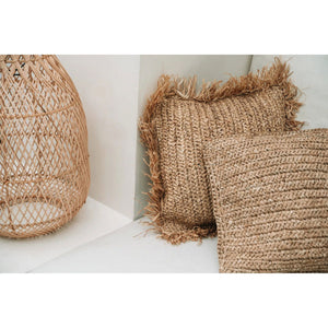 Kissenbezug – Bast Material, Boho Stil, Gewebtes Design, 40x40 - Raffia  | Bazar Bizar Antwerp
