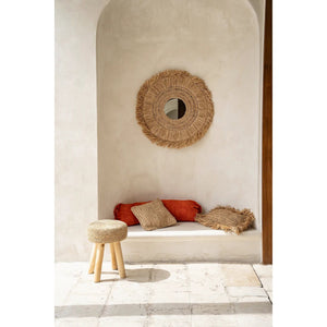 Kissenbezug – Bast Material, Boho Stil, Gewebtes Design, 40x40 - Raffia  | Bazar Bizar Antwerp