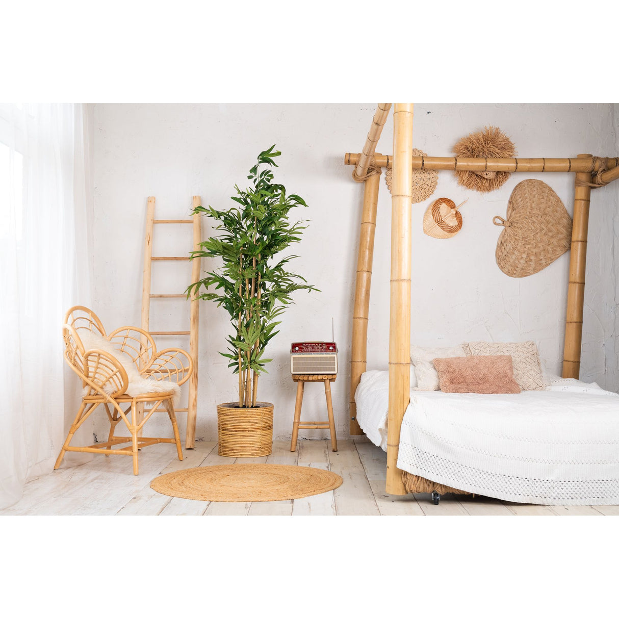 Kunstpflanze  – Kunststoffmaterial, Japanisches Design, Bambusstängel, 160 cm - Bamboe Japanese | NeverLeafs