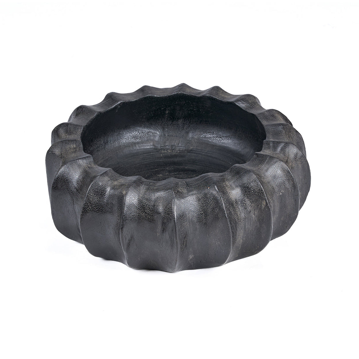 Schale – Mangoholz Material, Gewellte Form, Schwarze Farbe – Kuro Kabocha | Bazar Bizar Antwerp