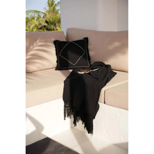Kissenbezug – Baumwolle Material, Boho Stil, Schwarz Weiß Ton - Kasbah | Bazar Bizar Antwerp