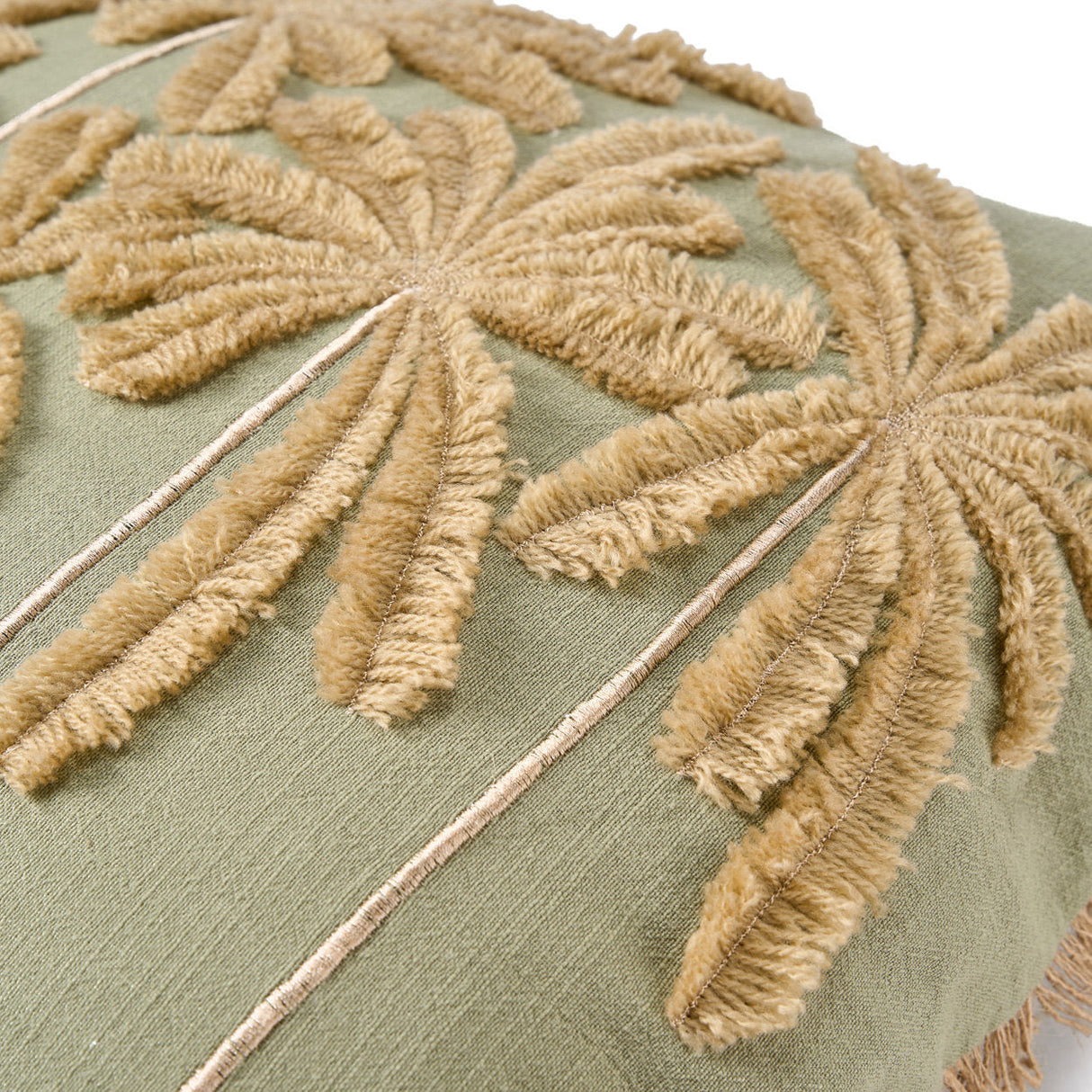 Kissenbezug – Baumwolle Material, Zeitloses Design, Waldgrüner Ton - Tropical Breeze | Bazar Bizar Antwerp