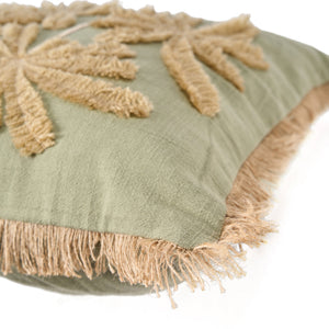Kissenbezug – Baumwolle Material, Zeitloses Design, Waldgrüner Ton - Tropical Breeze | Bazar Bizar Antwerp