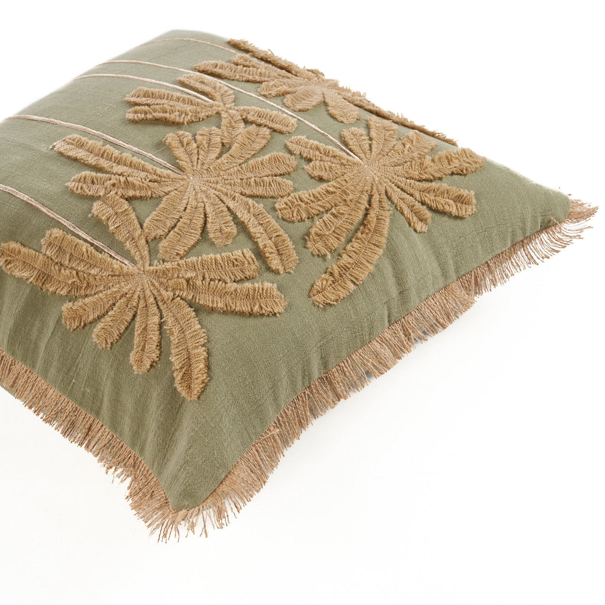 Kissenbezug – Baumwolle Material, Zeitloses Design, Waldgrüner Ton - Tropical Breeze | Bazar Bizar Antwerp