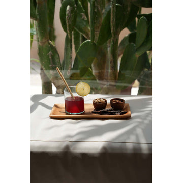 Sushiteller – Teakwurzelmaterial, Rechteckiges Design, Natürliche Farbe, M – Teak Root | Bazar Bizar Antwerp