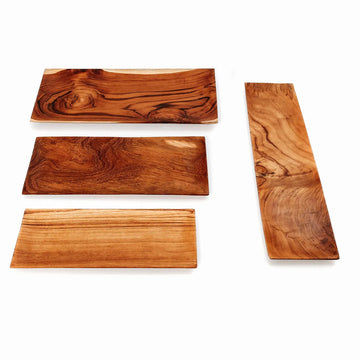 Sushiteller – Teakwurzelmaterial, Rechteckiges Design, Natürliche Farbe, M – Teak Root | Bazar Bizar Antwerp