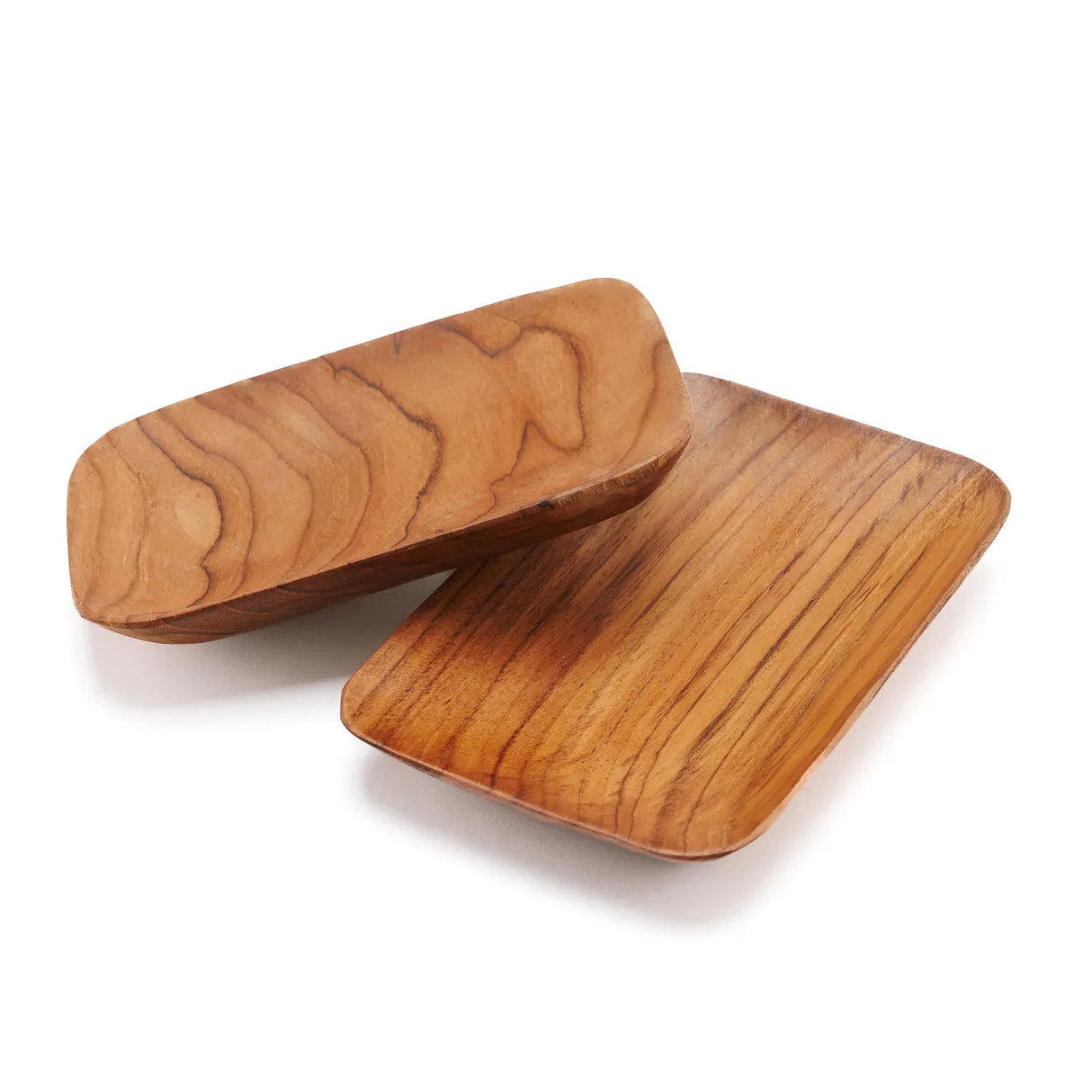 Servierteller – Teakwurzelmaterial, Rechteckiges Design, Natürliche Farbe – Teak Root Side Plate | Bazar Bizar Antwerp