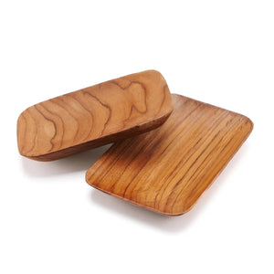 Servierteller – Teakwurzelmaterial, Rechteckiges Design, Natürliche Farbe – Teak Root Side Plate | Bazar Bizar Antwerp