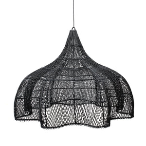 Pendelleuchte – Schwarzes Rattan, Diamant Geflecht, Konische Form, XL - Whipped | Bazar Bizar Antwerp