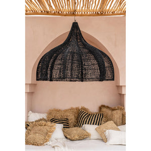 Pendelleuchte – Schwarzes Rattan, Diamant Geflecht, Konische Form, XL - Whipped | Bazar Bizar Antwerp