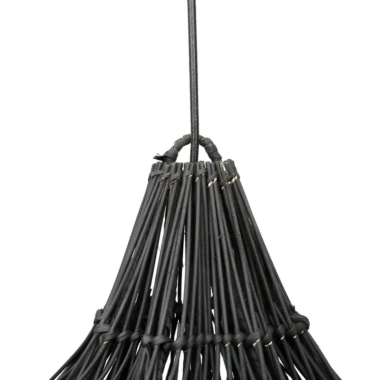 Pendelleuchte – Schwarzes Rattan, Diamant Geflecht, Konische Form, XL - Whipped | Bazar Bizar Antwerp