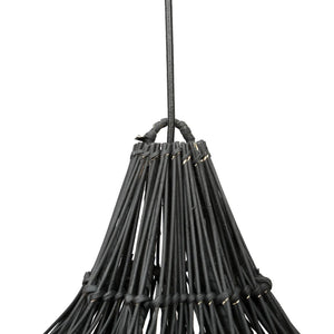 Pendelleuchte – Schwarzes Rattan, Diamant Geflecht, Konische Form, XL - Whipped | Bazar Bizar Antwerp