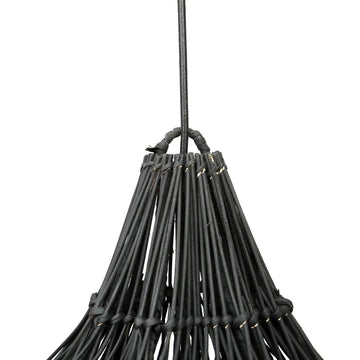 Pendant Light – Hand-Woven Rattan, Flowing Shape, Black Design, XL – Whipped | Bazar Bizar Antwerp