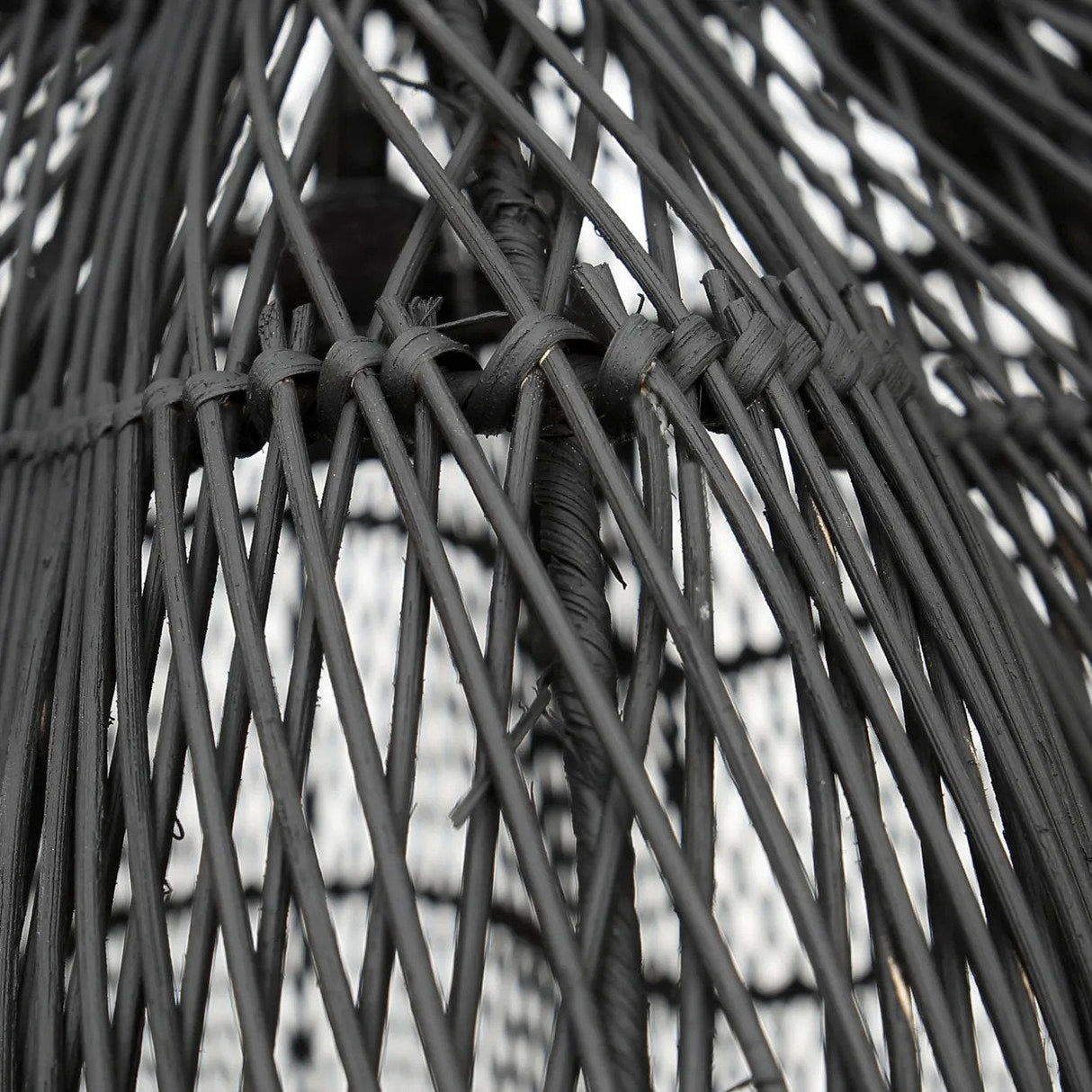 Pendelleuchte – Schwarzes Rattan, Diamant Geflecht, Konische Form, XL - Whipped | Bazar Bizar Antwerp
