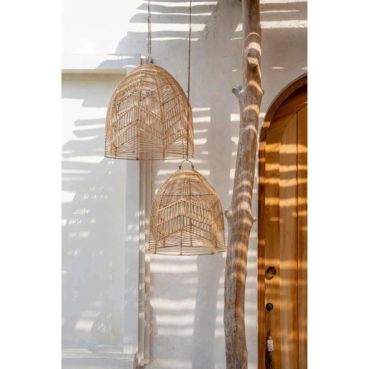 Pendelleuchte – Rattanmaterial, Geflochtenes Design, Handgefertigte Form, M - Bala | Bazar Bizar Antwerp
