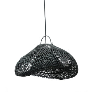 Pendant Lamp – Braided Rattan, Cloud Shape, Black Finish, M – Cloud | Bazar Bizar Antwerp