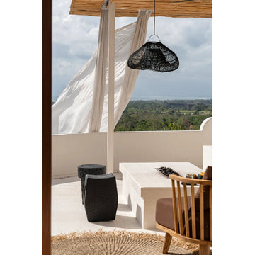 Pendant Lamp – Braided Rattan, Cloud Shape, Black Finish, M – Cloud | Bazar Bizar Antwerp