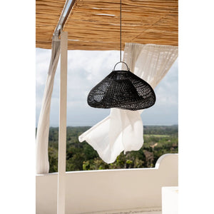 Pendant Lamp – Braided Rattan, Cloud Shape, Black Finish, M – Cloud | Bazar Bizar Antwerp