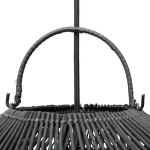 Pendant Lamp – Braided Rattan, Cloud Shape, Black Finish, M – Cloud | Bazar Bizar Antwerp