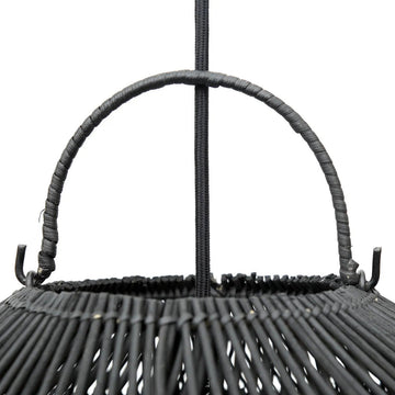 Pendant Lamp – Braided Rattan, Cloud Shape, Black Finish, M – Cloud | Bazar Bizar Antwerp