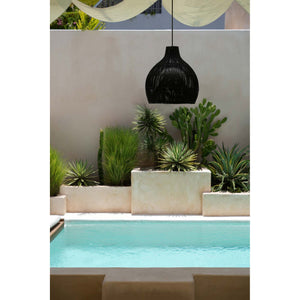 Pendelleuchte – Rattanmaterial, Schwarzes Finish, Vasenform, L - Lobster Trap | Bazar Bizar Antwerp