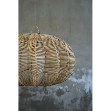 Pendant Light - Hand-Woven Rattan, Lantern Design, Soft Light, L - Cerise | Bazar Bizar Antwerp