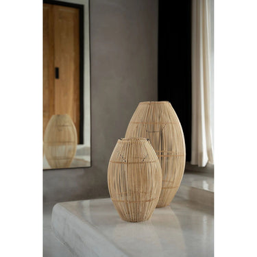 Pendant Light – Hand-Woven Rattan, Cylindrical Shape, Natural Texture, M – Zuri | Bazar Bizar Antwerp