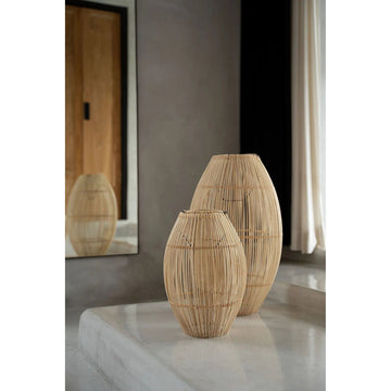 Pendant Light – Hand-Woven Rattan, Cylindrical Shape, Natural Texture, M – Zuri | Bazar Bizar Antwerp
