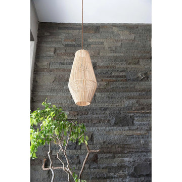 Pendant Lamp – Vintage Bottle Shape, Hand-Woven Rattan, Slim Silhouette, M – Afrodisiac | Bazar Bizar Antwerp