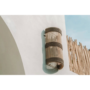 Wall Sconce – Woven Rattan, Half-Cylinder Shape, Coastal Accents, M – Jalal | Bazar Bizar Antwerp