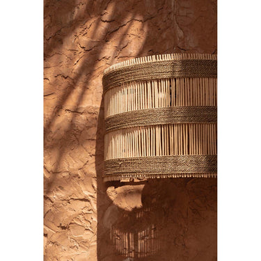 Wall lamp – Hand-woven Rattan, Half-Cylinder Design, Seagrass Accents, M – Doedoe | Bazar Bizar Antwerp