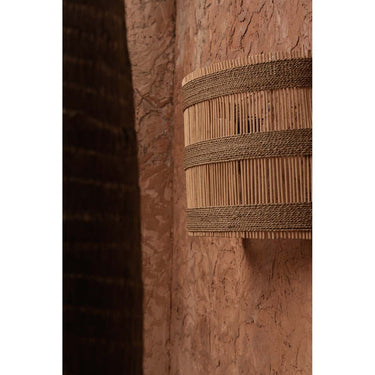 Wall lamp – Hand-woven Rattan, Half-Cylinder Design, Seagrass Accents, M – Doedoe | Bazar Bizar Antwerp