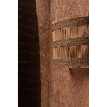 Wall lamp – Hand-woven Rattan, Half-Cylinder Design, Seagrass Accents, M – Doedoe | Bazar Bizar Antwerp