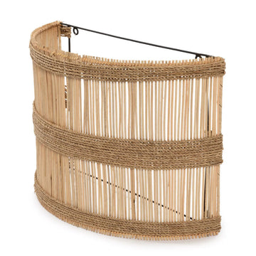 Wall lamp – Hand-woven Rattan, Half-Cylinder Design, Seagrass Accents, M – Doedoe | Bazar Bizar Antwerp