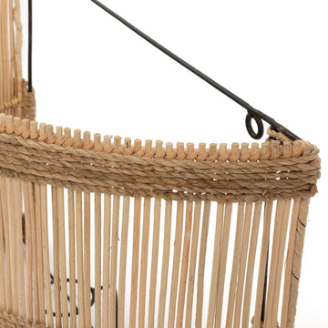 Wall lamp – Hand-woven Rattan, Half-Cylinder Design, Seagrass Accents, M – Doedoe | Bazar Bizar Antwerp