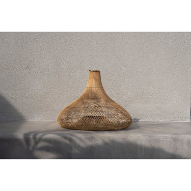Pendant light – Hand-braided rattan, bell-shaped design, warm light effect, XL – Shala | Bazar Bizar Antwerp