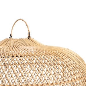 Pendelleuchte – Rattanmaterial, Geflochtenes Design, Offene Struktur, L - Batu Bolong | Bazar Bizar Antwerp