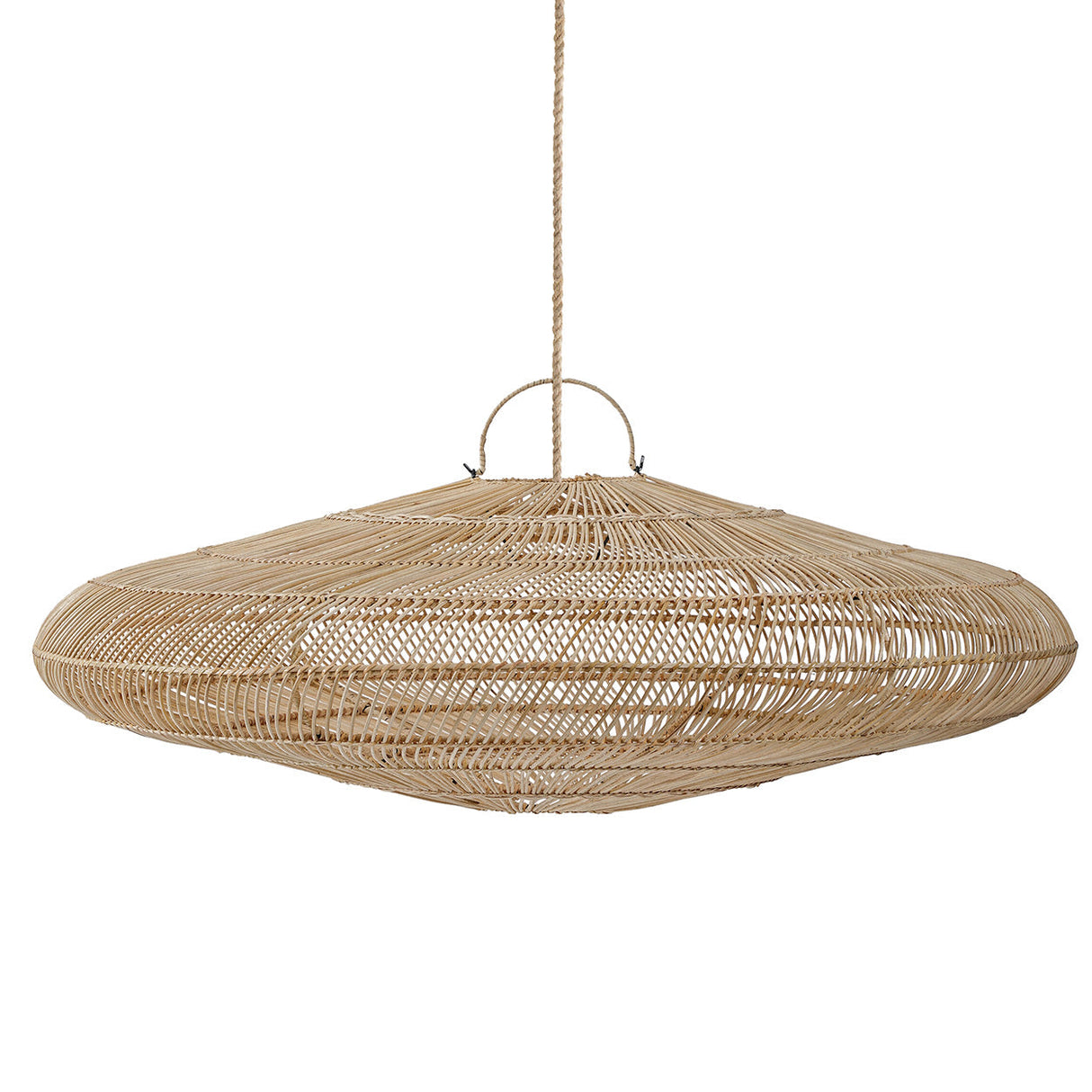 Pendelleuchte – Rattanmaterial, Geflochtenes Design, Flache Silhouette, XXL - Macaron | Bazar Bizar Antwerp