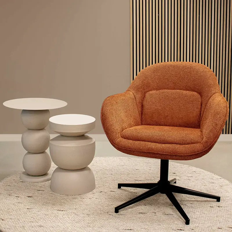 Beistelltisch – Beiges Metall, Skulpturales Design, Runde Form - Rua | Kick Collection