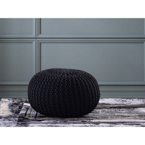 Pouf – Recycelter Kunststoff, Strick Design, Schwarz Farbe, 45 cm - Premium | MVG Voglrieder