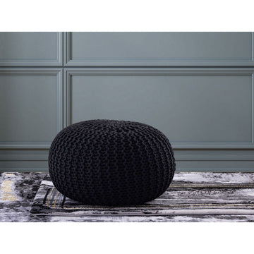 Pouf – Recycelter Kunststoff, Strick Design, Schwarz Farbe, 45 cm - Premium | MVG Voglrieder