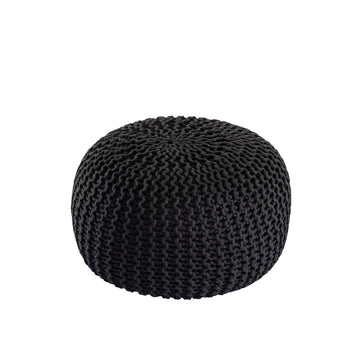 Pouf – Recycelter Kunststoff, Strick Design, Schwarz Farbe, 45 cm - Premium | MVG Voglrieder