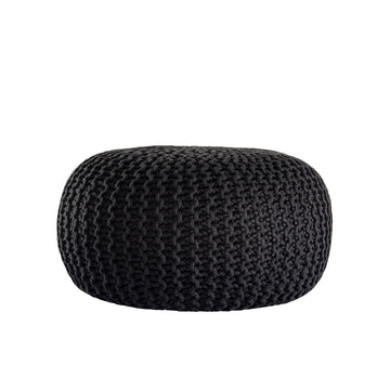 Pouf – Recycelter Kunststoff, Strick Design, Schwarz Farbe, 45 cm - Premium | MVG Voglrieder