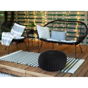 Pouf – Recycelter Kunststoff, Strick Design, Schwarz Farbe, 45 cm - Premium | MVG Voglrieder