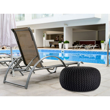 Pouf – Recycelter Kunststoff, Strick Design, Schwarz Farbe, 45 cm - Premium | MVG Voglrieder