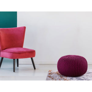 Pouf – Recycelter Kunststoff, Strick Design, Bordeaux Farbe, 45 cm - Premium | MVG Voglrieder